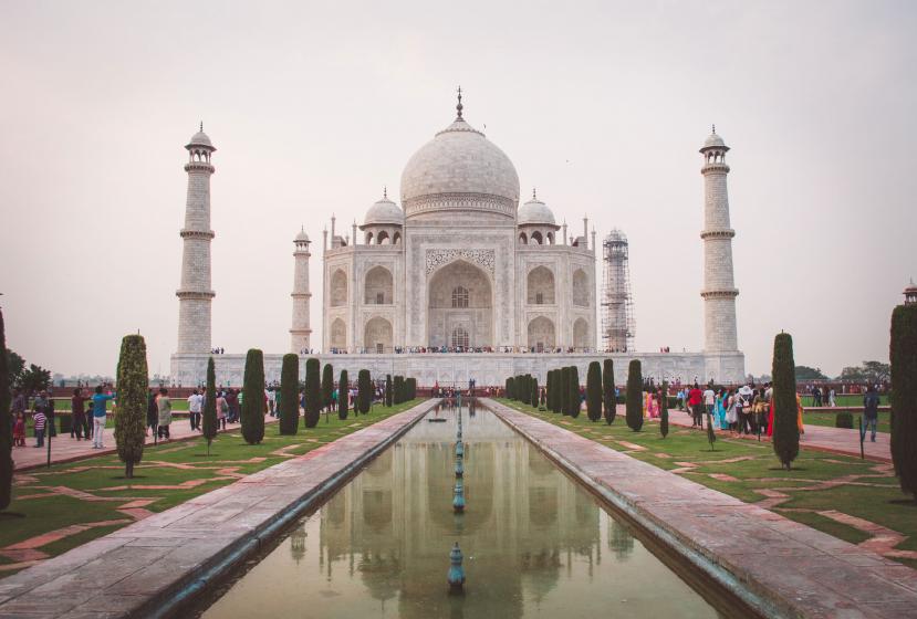 Tourists visit the Taj Mahal in Agra, India