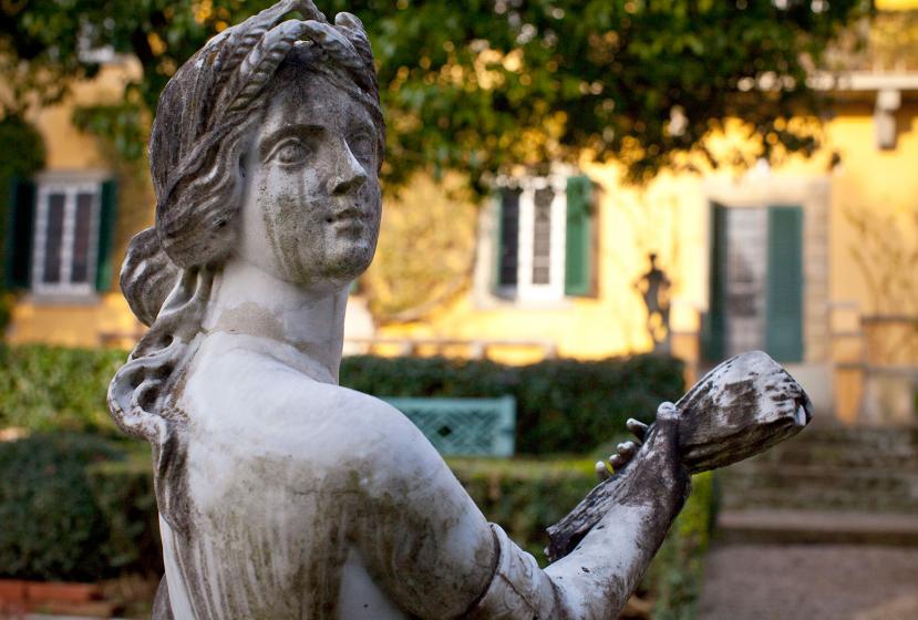 A statue in the gardens outside of Villa i Tatti near Florence, Italy
