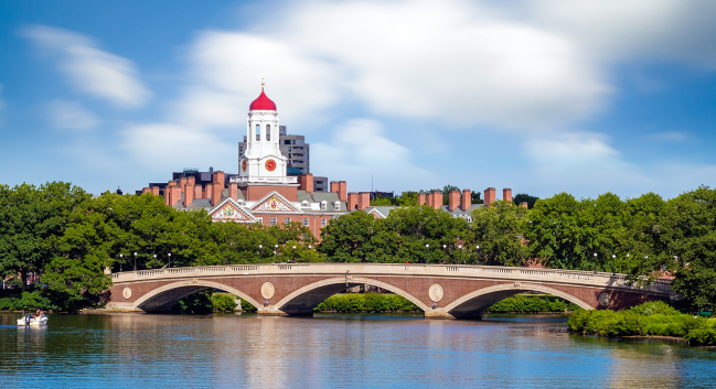 John Weeks Bridge crossing the Charles River by Harvard University's campus