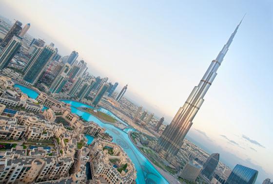 Aerial view of Dubai in the U.A.E.
