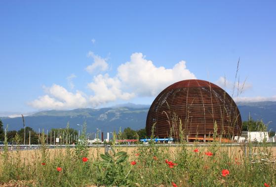 A view of the European Organization for Nuclear Research outside Geneva, Switzerland